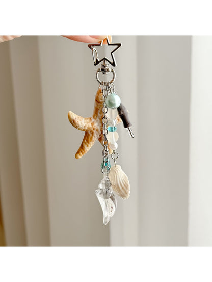 Keypus - Ocean Style Beaded Starfish Shell Bag Keychain