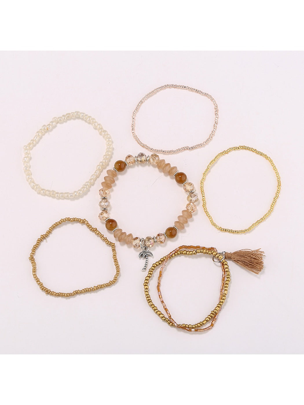 Close-up of Lovra boho bracelet showing detailed multi-colored beads and tassels