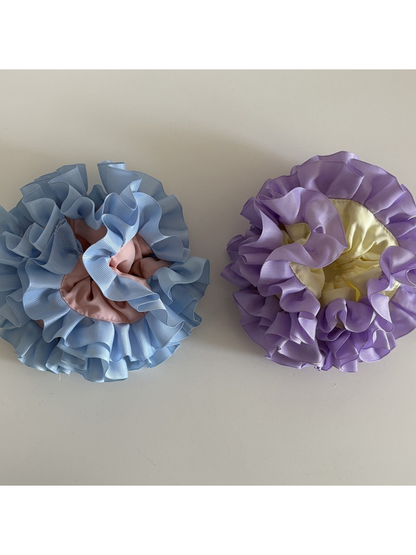 Gifty - Ruffled Lace Trim Double Layer Scrunchie