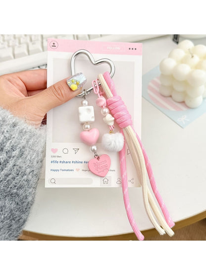 Keypus - Simple Style Heart Pendant Woven Keychain