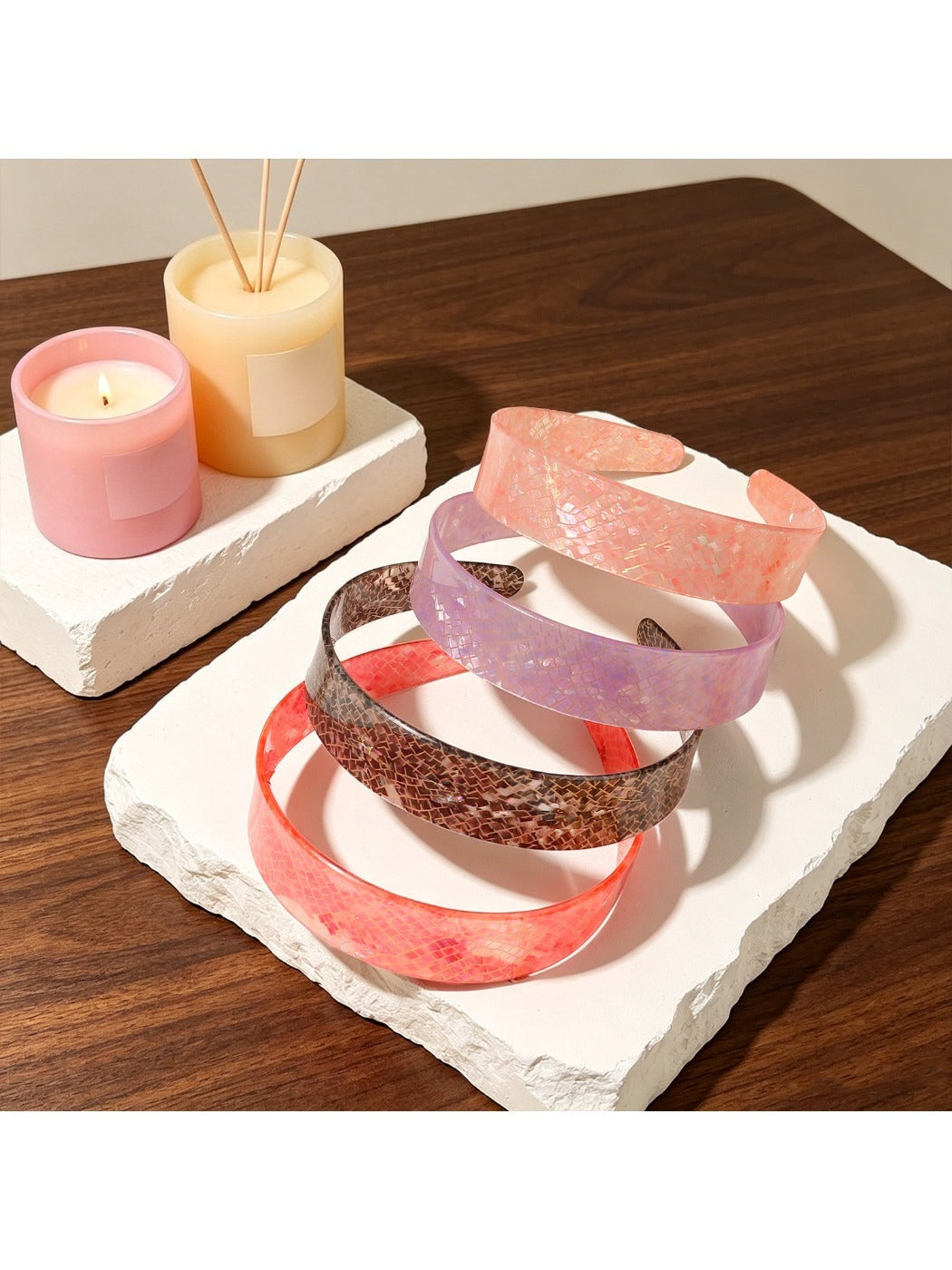 Gifty - Glossy PVC Grid Texture Wide Headband