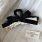 Beau - Decorative Lace Ruffle Bow Accent Banana Clip