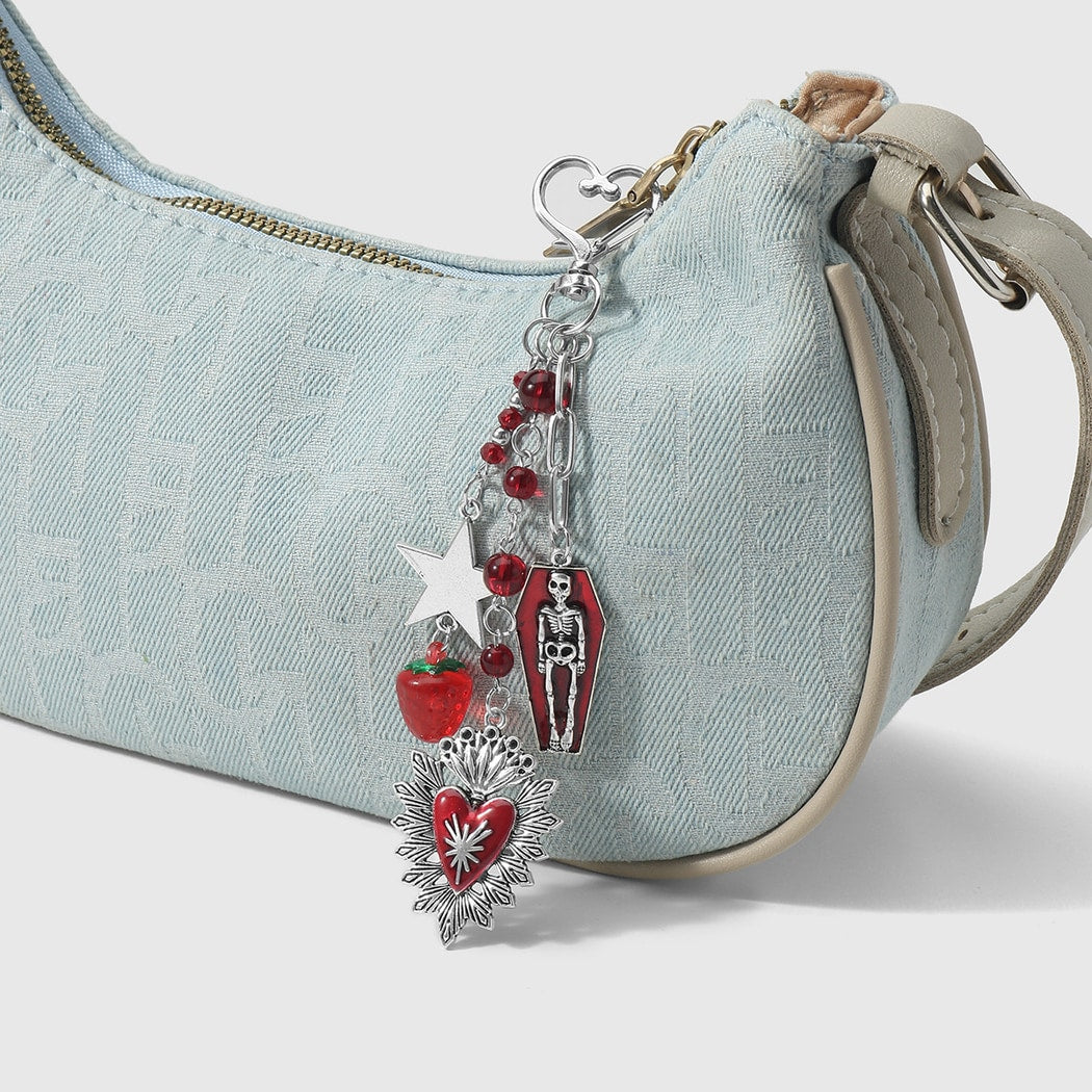 Keypus - Pink Halloween Heart and Coffin Design Keychain