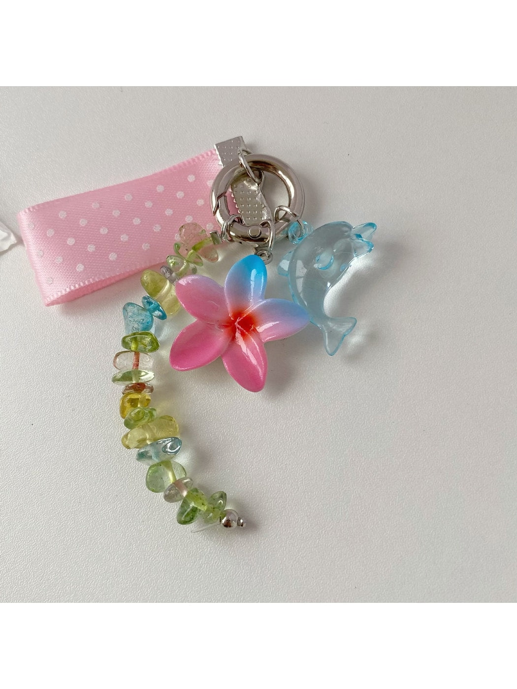 Keypus - Polka Dot Dolphin Beaded Bag Charm Keychain