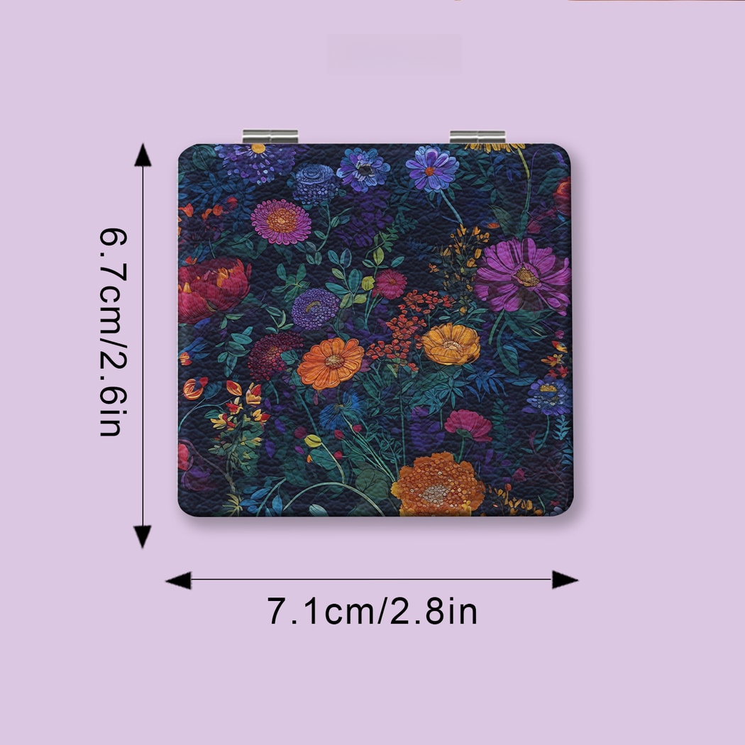 Mirroray - Foldable Floral Print Compact Makeup Mirror