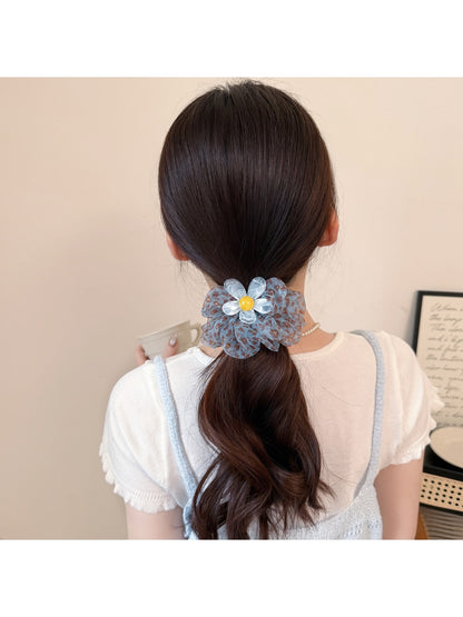 Gifty - Printed Polyester Mesh Ruffled Scrunchie