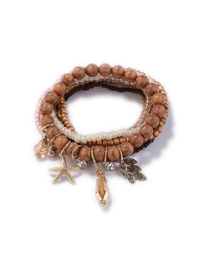 Lovra Ocean Themed Pendant Stackable Beaded Bracelet styled with casual outfit