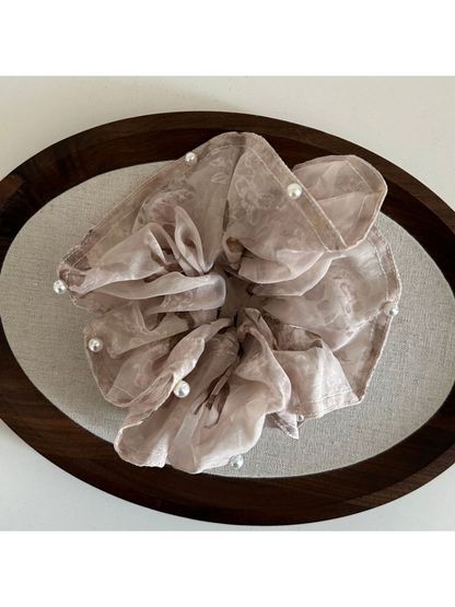 Gifty - Polyester Beaded Organza Oversized Scrunchie