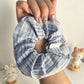 Gifty - Elegant Blue Plaid Lace Scrunchie