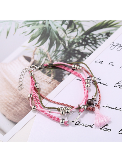 Lovra - Fashionable Beaded Tassel Pendant Bracelet