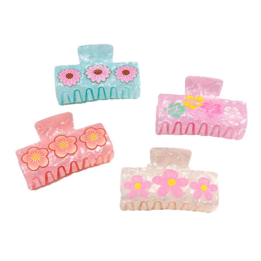 Beau - Sweet Style Pink Flower Pattern Claw Clip