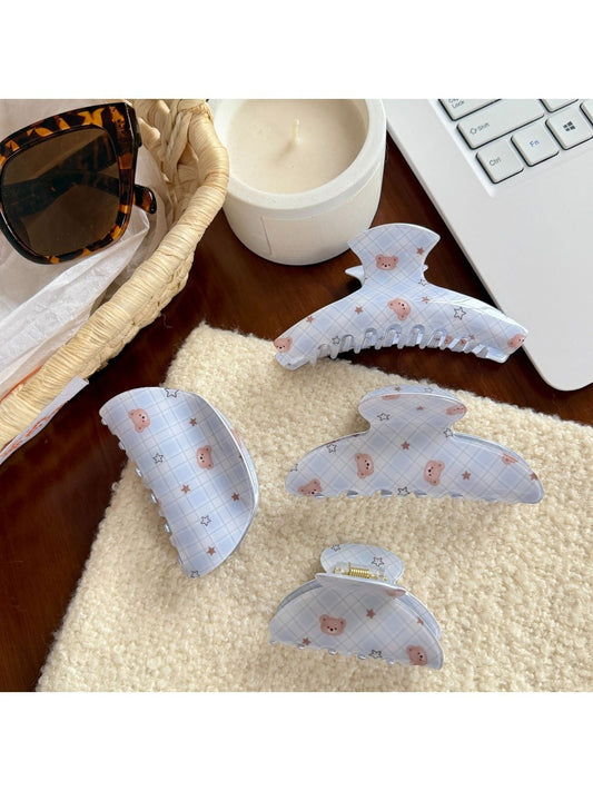 Beau - Sweet Plaid Bear Design Hair Claw Clip