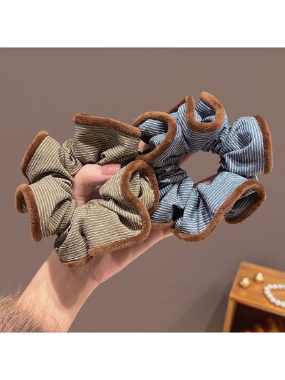 Gifty - Striped Plush Trim Hair Ring