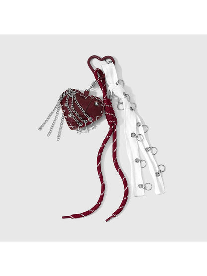Keypus - Alloy PU Heart Pendant Detail Keychain