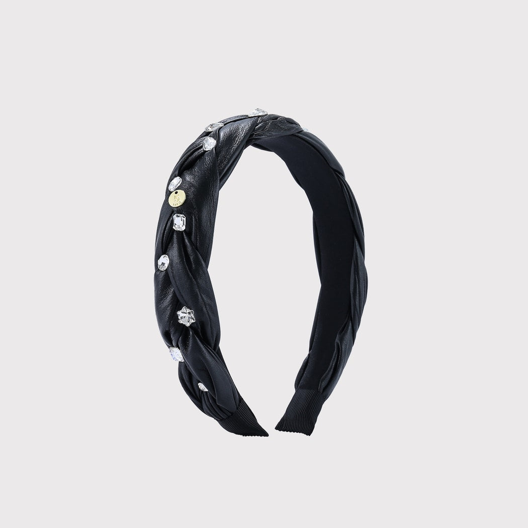 Gifty - Vintage Solid Black Braided Headband