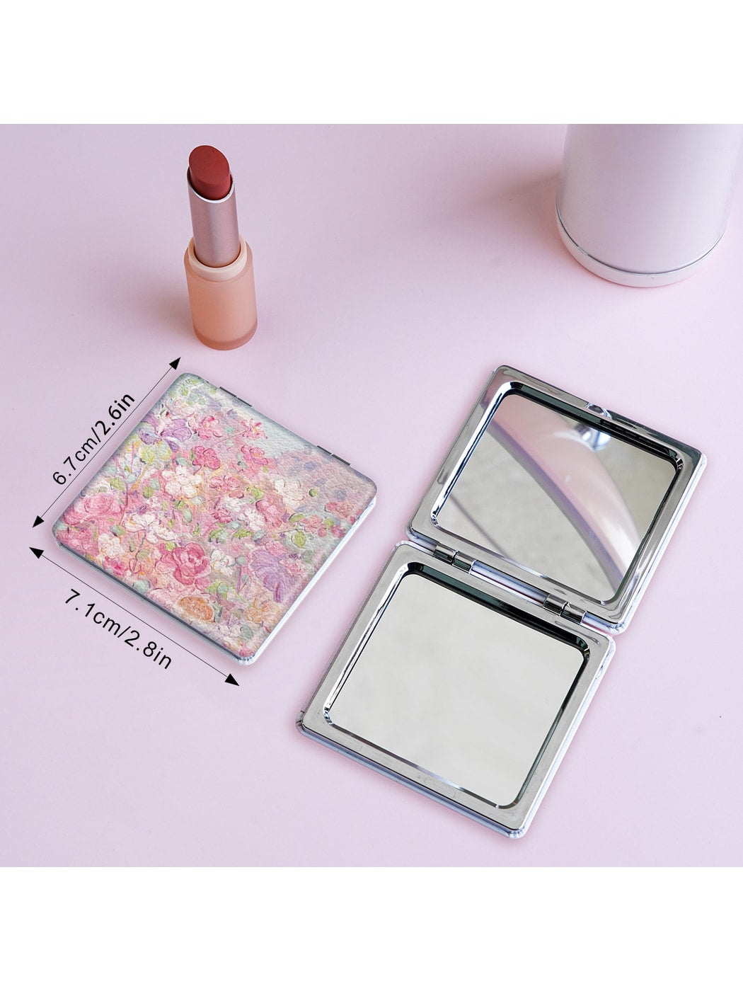 Mirroray - Square Floral Pattern Foldable Compact Mirror