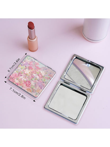 Mirroray - Square Floral Pattern Foldable Compact Mirror