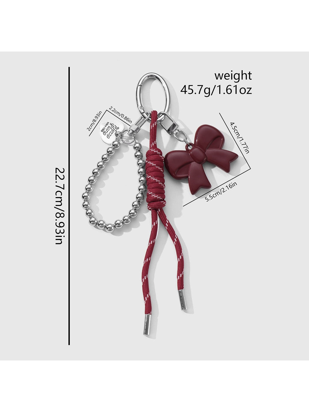 Keypus - Y2K Bow Heart Beaded Cord Bag Charm Keychain