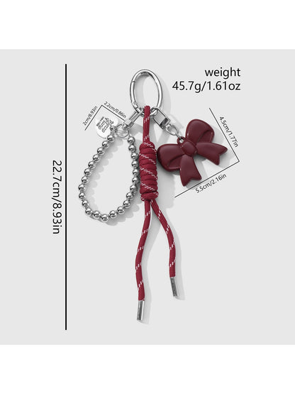 Keypus - Y2K Bow Heart Beaded Cord Bag Charm Keychain