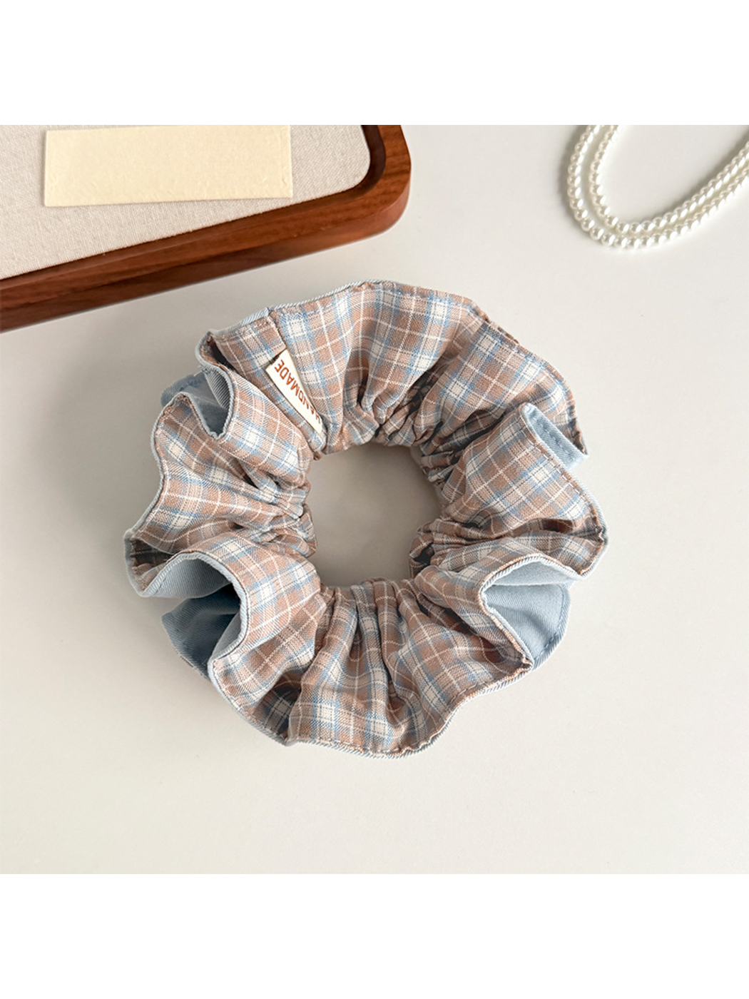 Gifty - Plaid Patchwork Contrast Hair Scrunchie