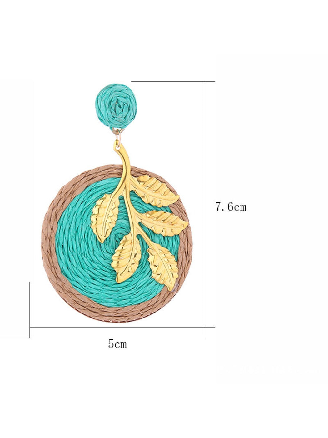 Side view of Earedge round leaf pendant earrings showing detailed leaf texture