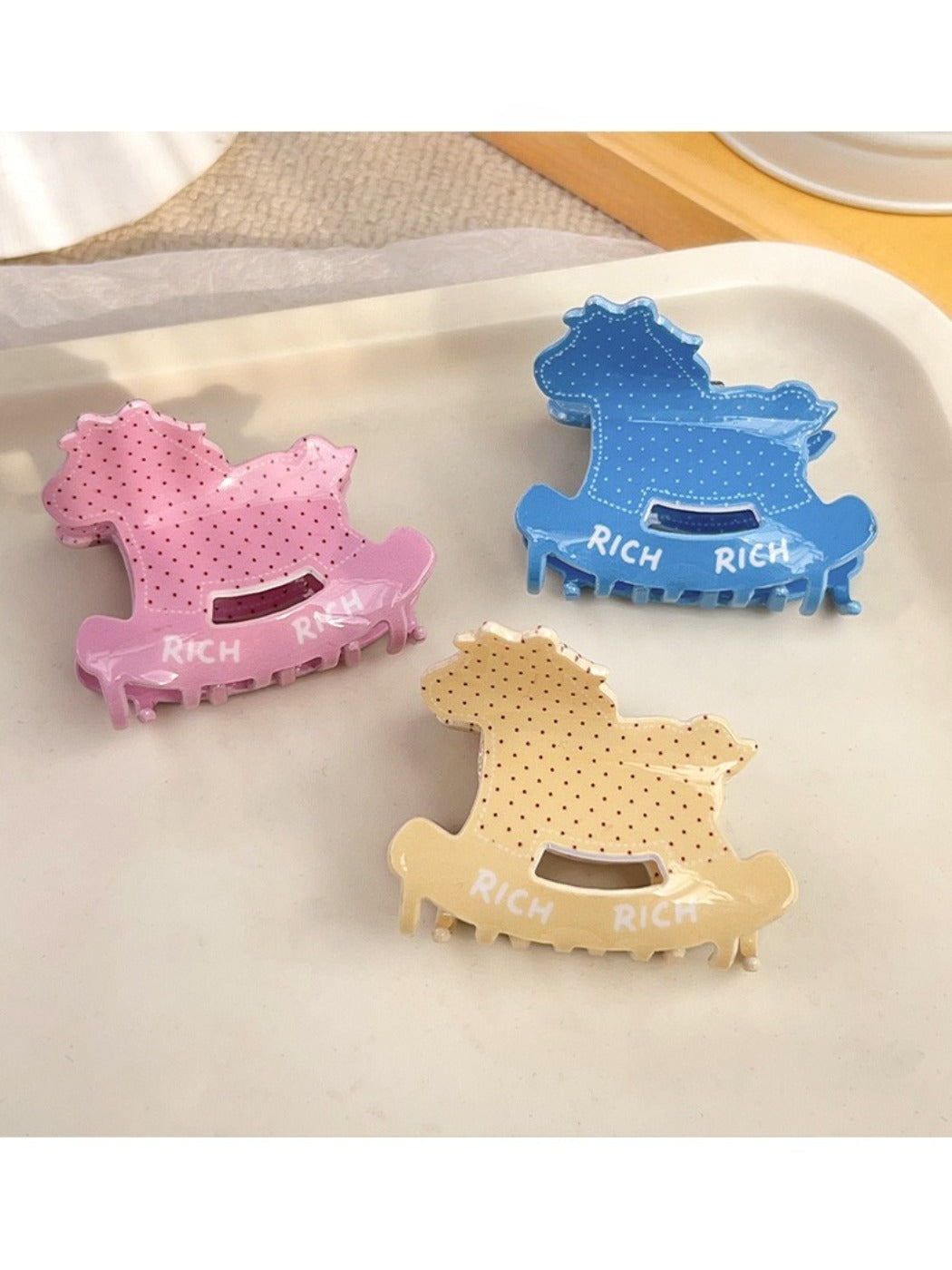 Beau - Polka Dot Stool Shaped Claw Clip