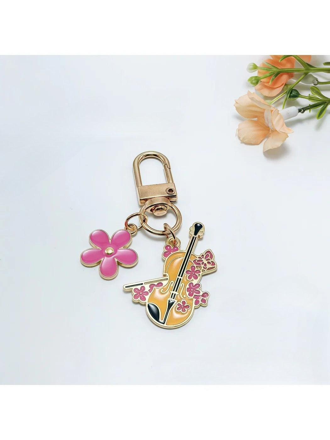 Keypus - Alloy Flower Harp Shaped Keychain