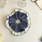 Gifty - Polyester Grid Ruffle Ribbon Bow Scrunchie