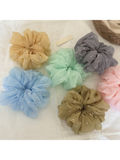 Gifty - Polyester Polka Dot Mesh Hair Tie Scrunchie