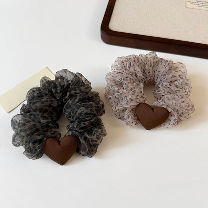 Gifty - Sheer Leopard Pattern Mesh Ruffle Scrunchie