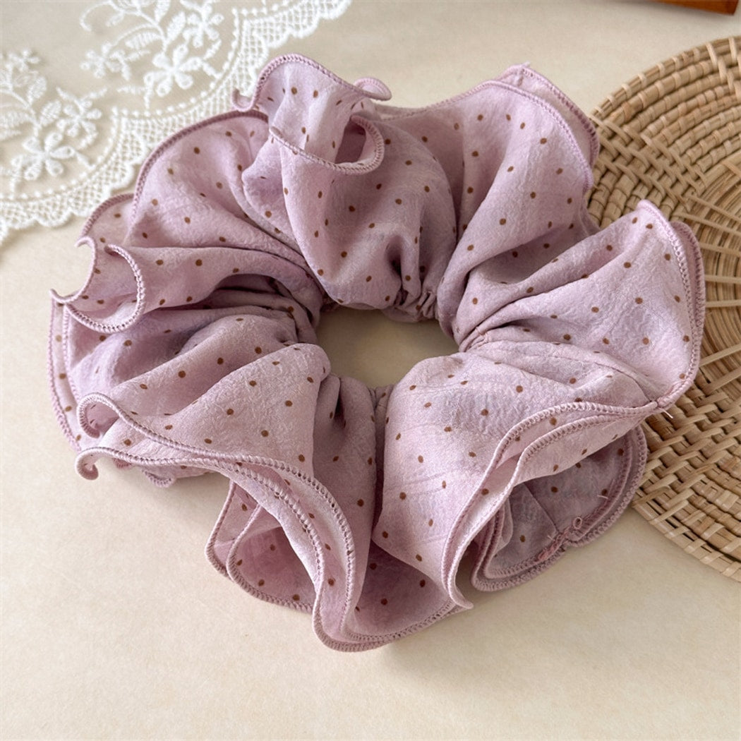 Gifty - Ruffled Polka Dot Polyester Scrunchie