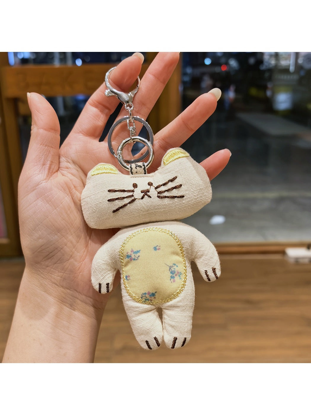 Keypus cute kitty and bunny charm keychain packaged in a clear plastic box