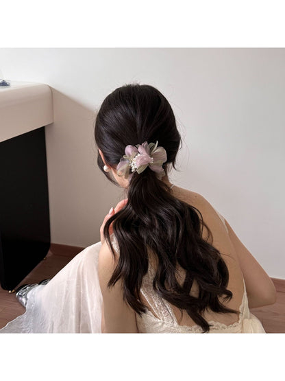 Gifty - Polyester Mesh Flower Ruffle Hair Tie