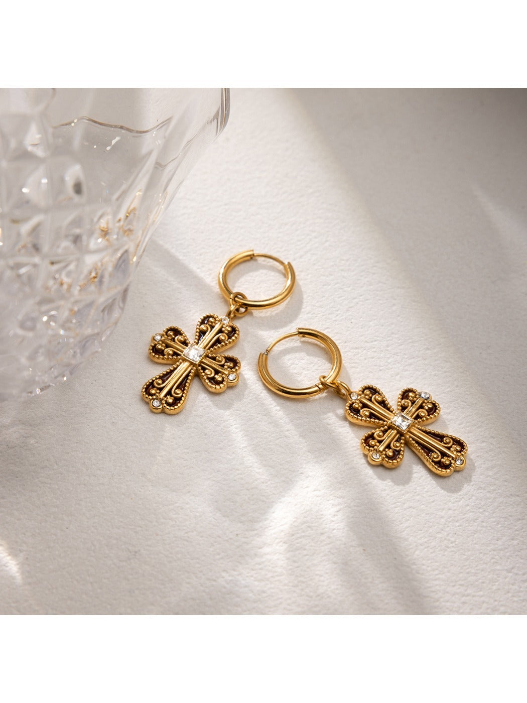 Earedge - Retro Cross Drop Earrings