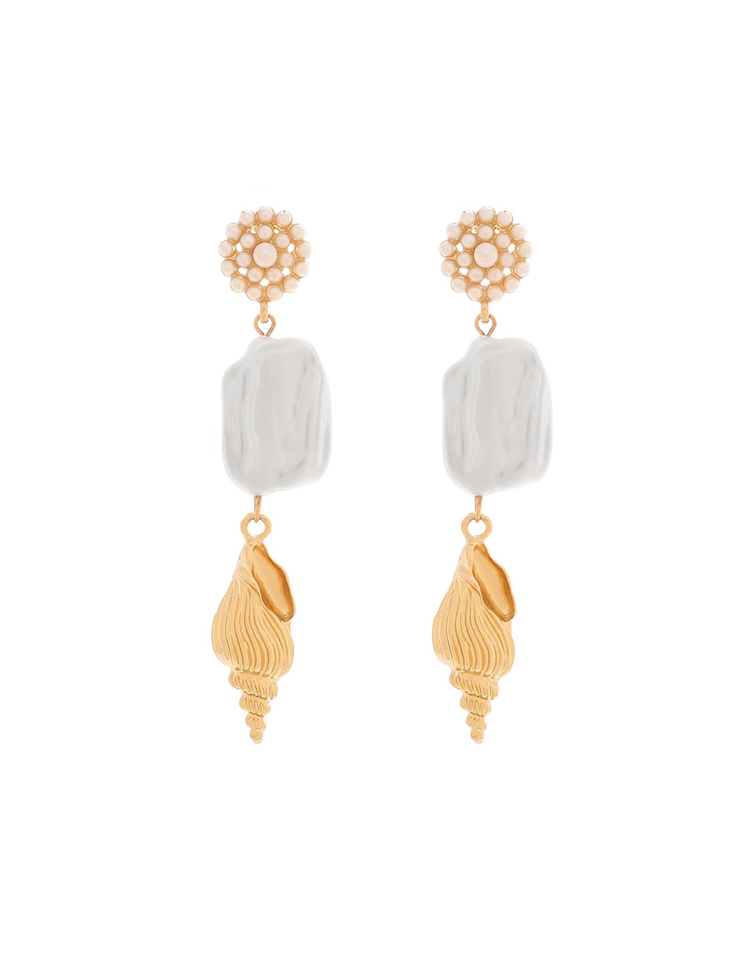 Earedge - Alloy Conch Statement Drop Earrings