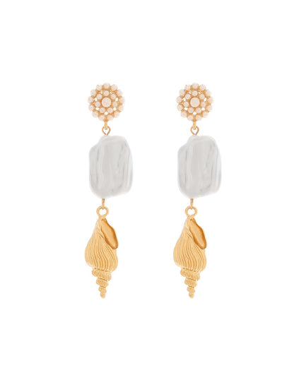 Earedge - Alloy Conch Statement Drop Earrings