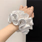 Gifty - Floral Ruffle Trim Polyester Ponytail Scrunchie
