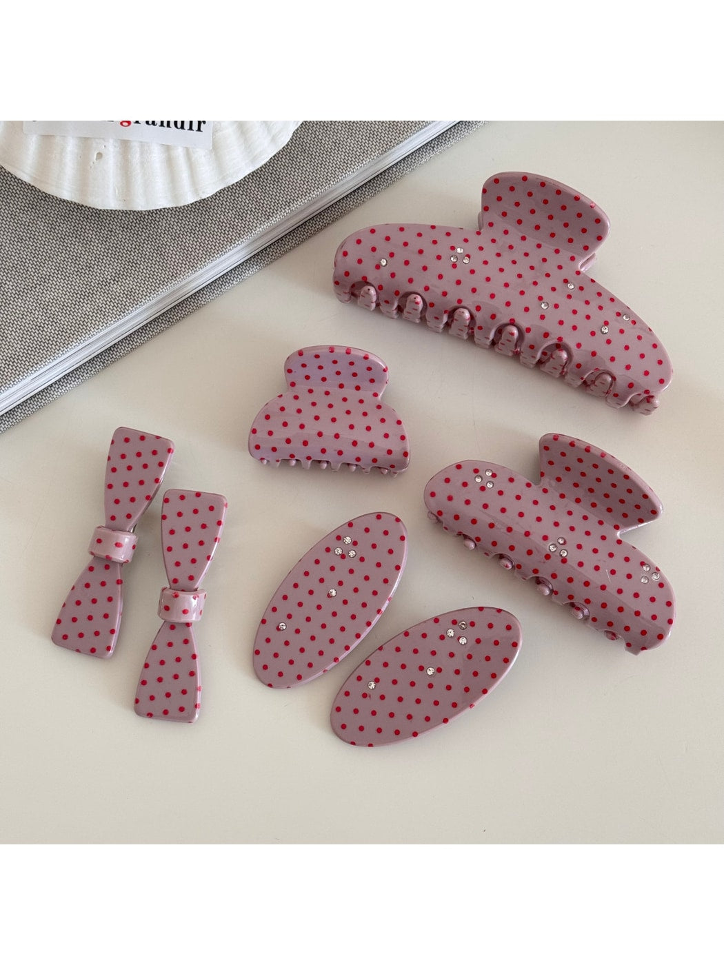 Beau - Semi-Circular Polka Dot Acetate Claw Clip