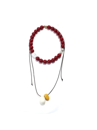 Nozari - Geometric Drop Pendant Beaded Necklace