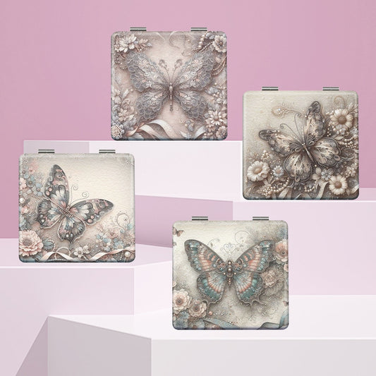 Mirroray - Butterfly Print Foldable Glass Makeup Mirror