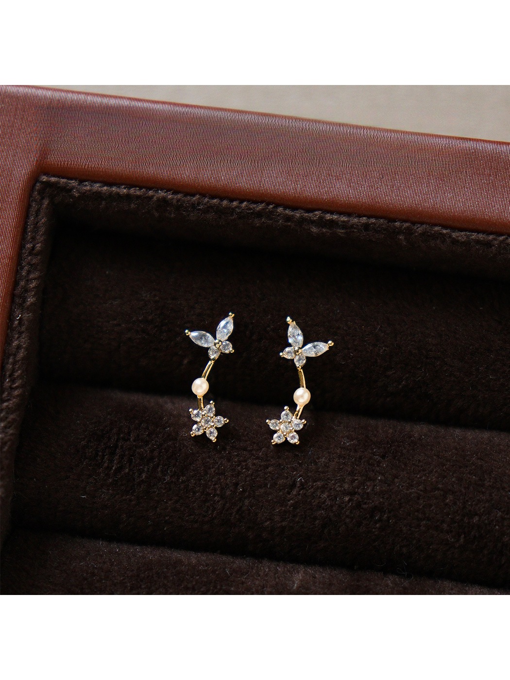 Earedge - Light Luxury Butterfly Drop Stud Earrings