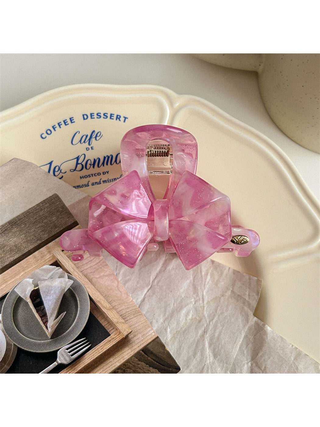 Beau - Alloy and Acetate Fiber Bow Shape Claw Clip