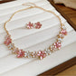 Nozari - Alloy Floral Stud Earrings and Necklace Set