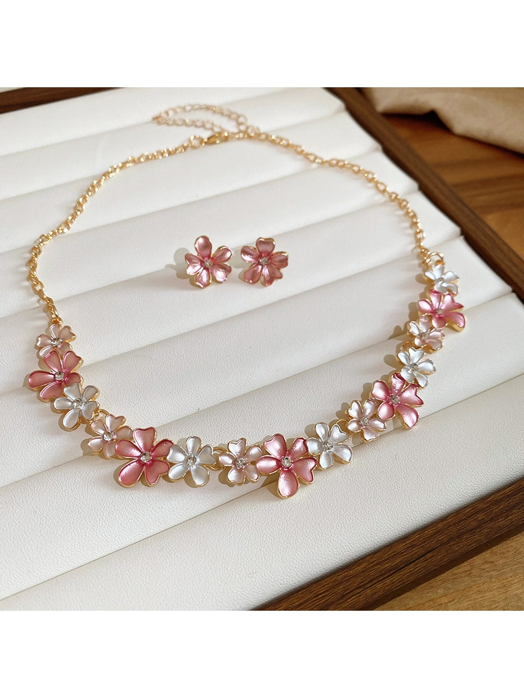 Nozari - Alloy Floral Stud Earrings and Necklace Set