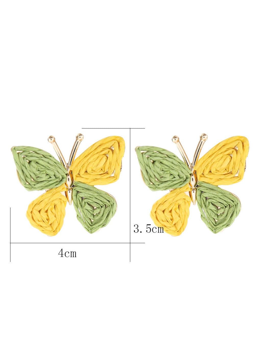 Earedge butterfly drop earrings displayed on a white jewelry stand
