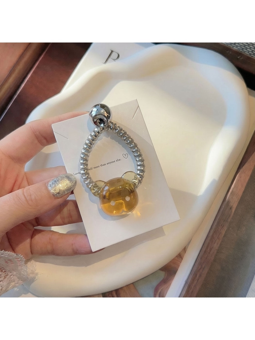 Gifty - Cute Bear Detail Plastic Coil Spiral Hair Tie