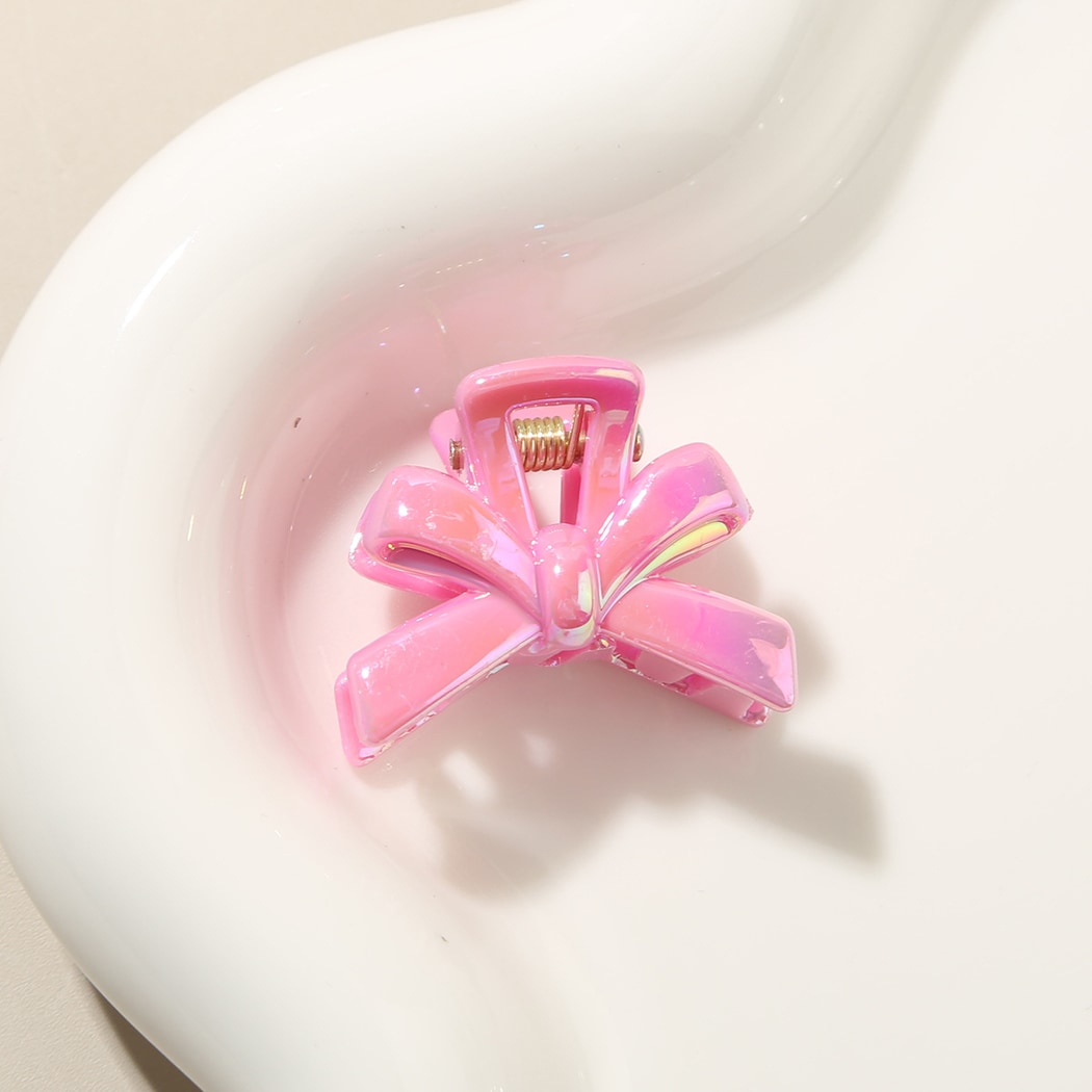 Beau - Glossy Plastic Bow Detail Side Hair Claw Clip