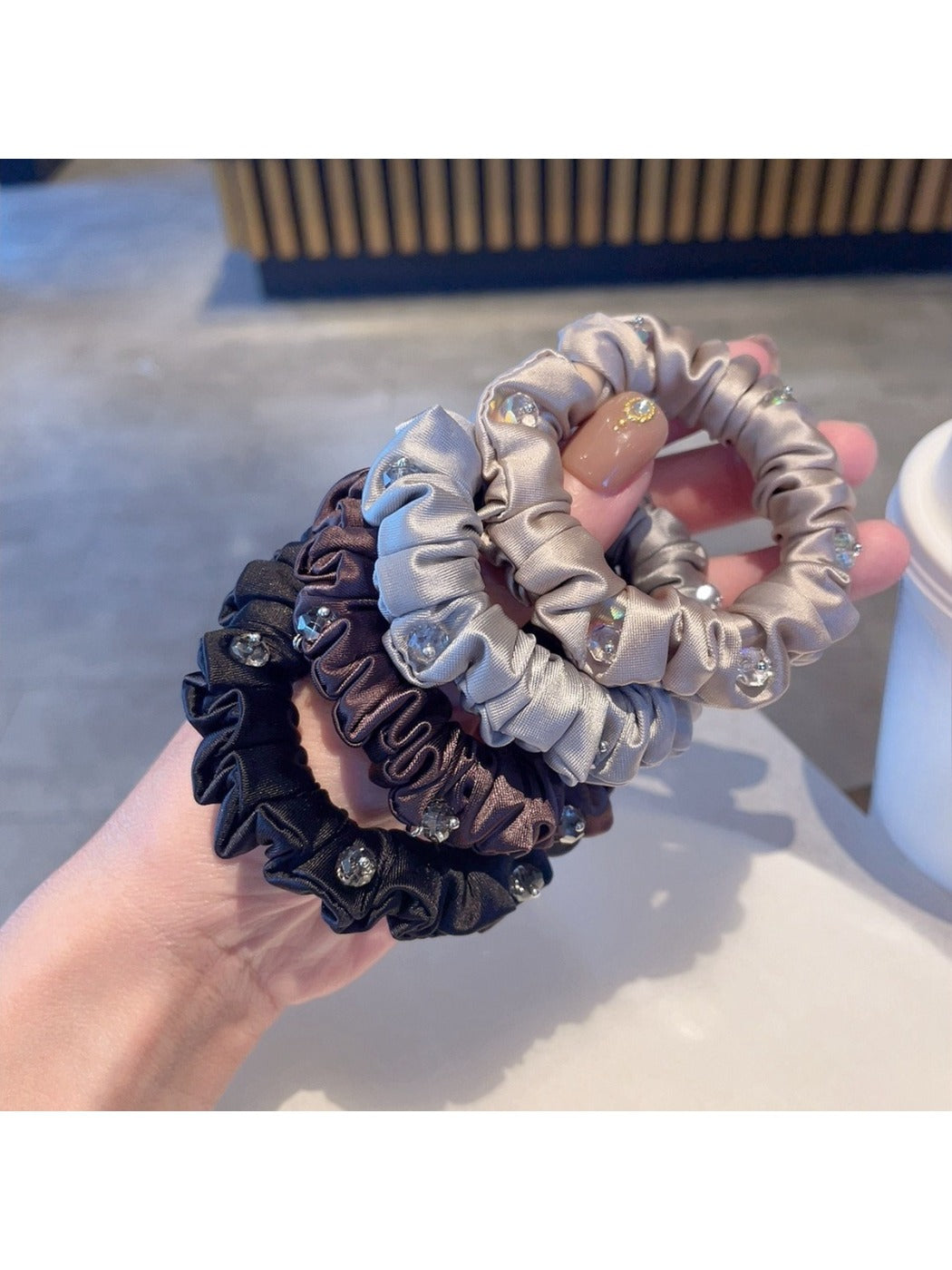 Gifty - Crinkle Textured Solid Color Hair Scrunchies