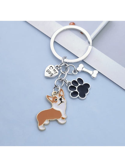 Side view of puppy keychain highlighting its three-dimensional design
