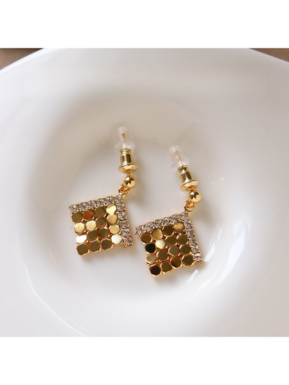 Earedge - Textured Geometric Drop Style Stud Earrings
